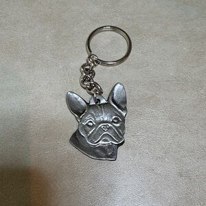 Silver I Love My French Bulldog Keychain 1.5"